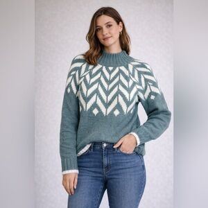 a new day Teal and White Cowl Neck Sweater